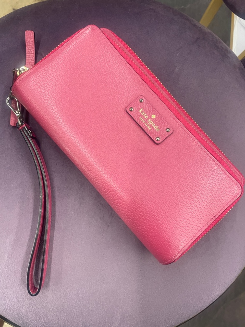 kate spade Pink Pebbled Leather Wristlet Clutch